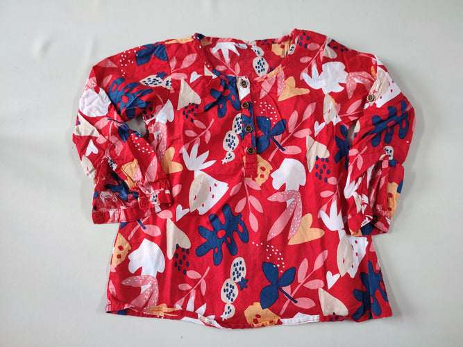 Blouse m.l rouge motif feuillage, moins cher chez Petit Kiwi