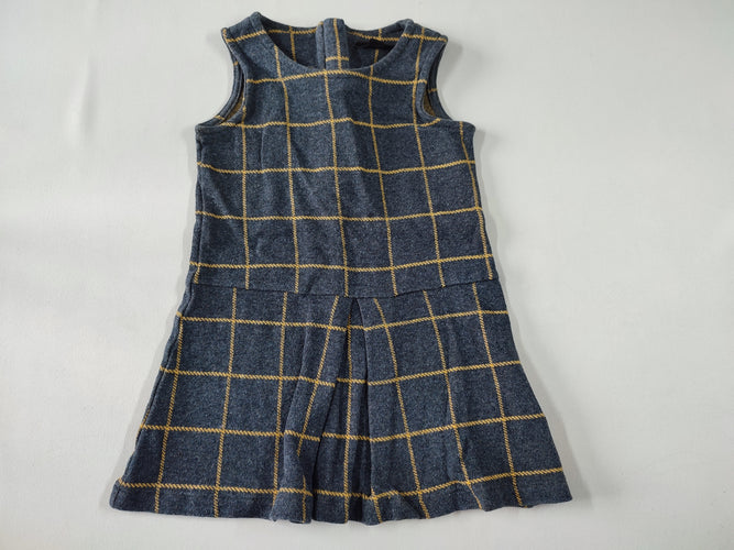 Robe s.m molleton à carreaux gris foncé/jaune, moins cher chez Petit Kiwi