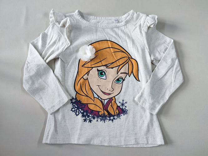 T-shirt m.l gris clair à paillettes Anna reine des neiges fleur en tulle, moins cher chez Petit Kiwi