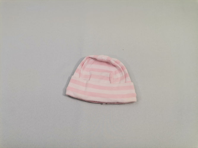 Bonnet rayé blanc/rose 40-42cm, moins cher chez Petit Kiwi