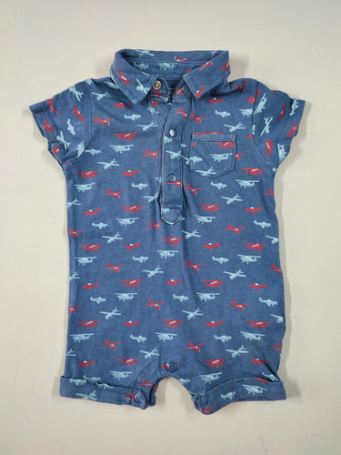 Combishort jersey bleu avions, moins cher chez Petit Kiwi