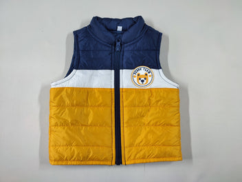 Bodywarmer bleu marine/blanc/jaune écusson ours