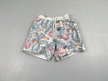 Maillot short bleu clair feuillage