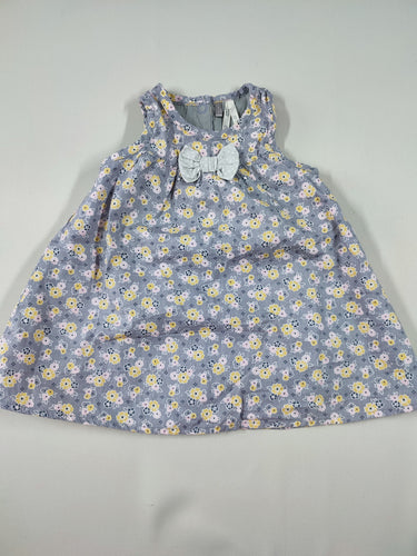 Robe s.m grise fleurs jaunes et roses noeud gris, moins cher chez Petit Kiwi