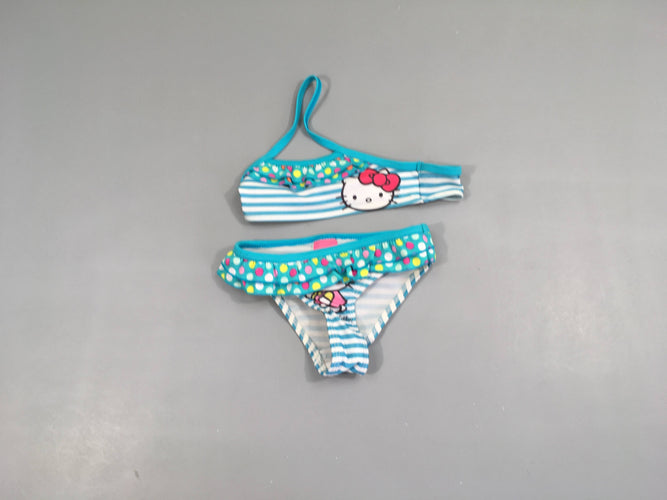 Bikini rayé blanc/bleu Hello Kitty, moins cher chez Petit Kiwi