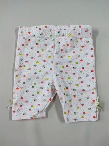 Legging blanc pois roses fruits, moins cher chez Petit Kiwi