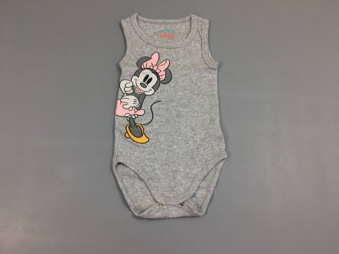 Body s.m gris chiné Minnie, moins cher chez Petit Kiwi