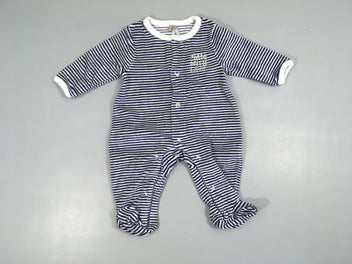 Pyjama velours gris rayé bleu foncé Make with Love