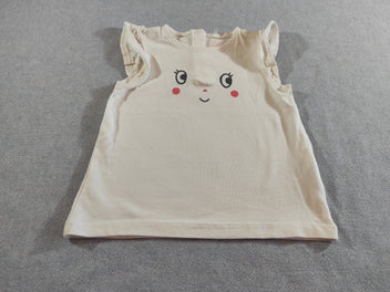 T-shirt s.m blanc avec yeux, nez, bouche