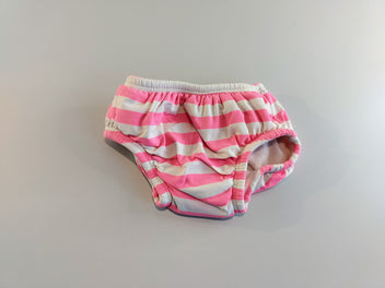 Culotte de maillot, couche lavable, blanc rayé rose, ancre bleue à l'arrière