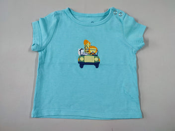 T-shirt m.c turquoise animaux en voiture