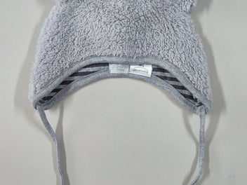 Bonnet peluche gris oreilles