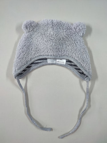 Bonnet peluche gris oreilles, moins cher chez Petit Kiwi