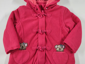 Manteau velours à capuche rouge koalas aux poches