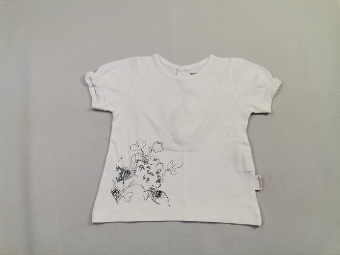 T-shirt m.c blanc bouton pression dos  impression bas qui s'efface, moins cher chez Petit Kiwi