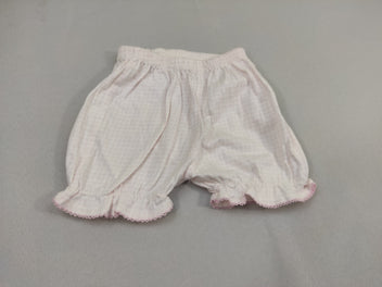 Short jersey blanc à carreaux rose