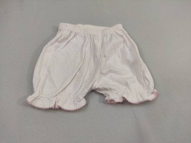 Short jersey blanc à carreaux rose, moins cher chez Petit Kiwi