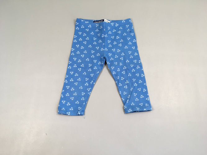 Legging 3/4 bleu fleurs, bouloché, moins cher chez Petit Kiwi