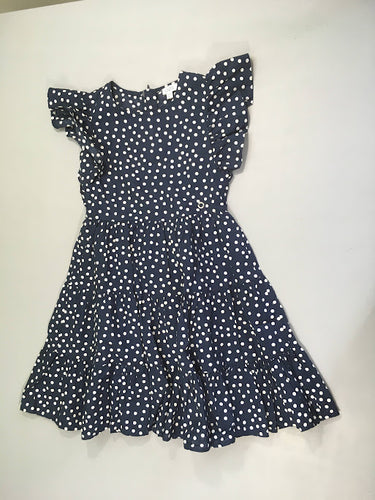 Robe m.c bleu foncé pois, moins cher chez Petit Kiwi