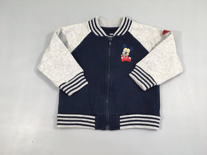 Sweat zippé bleu-gris Mickey, moins cher chez Petit Kiwi