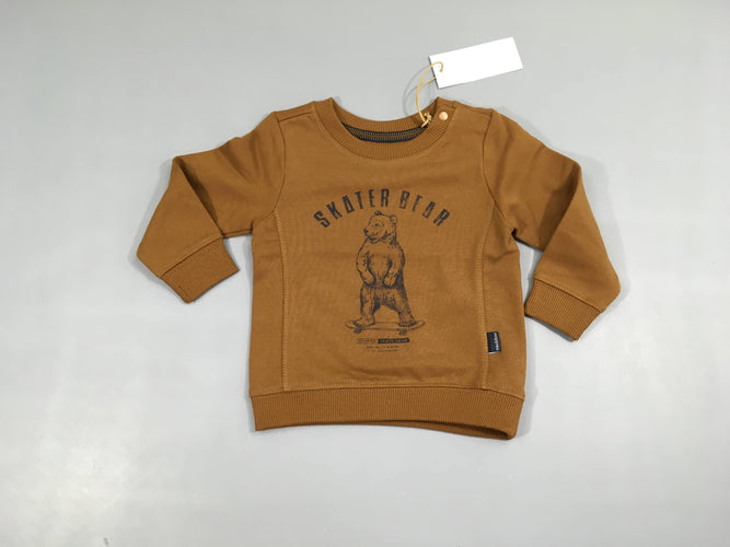 NEUF sweat brun ours, organic cotton, moins cher chez Petit Kiwi