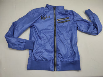 Veste  zippée  à capuche style coupe-vent bleue 