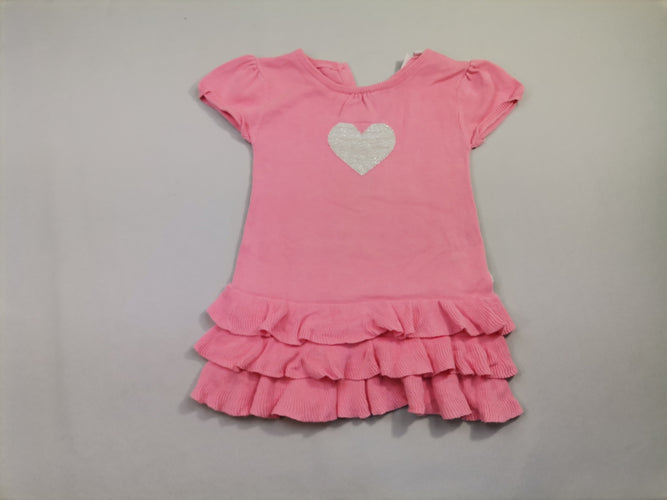 Robe pull m.c rose à volants - coeur pailletté, moins cher chez Petit Kiwi