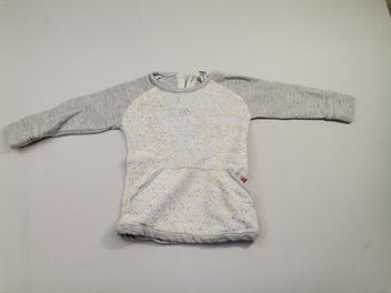 Robe sweat m.l grise - molleton gris et doré 2 poches