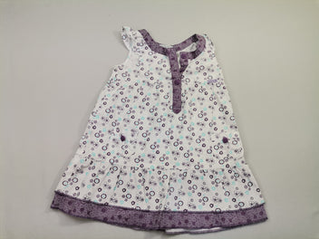 Robe s.m blanche fleurs liseret violet