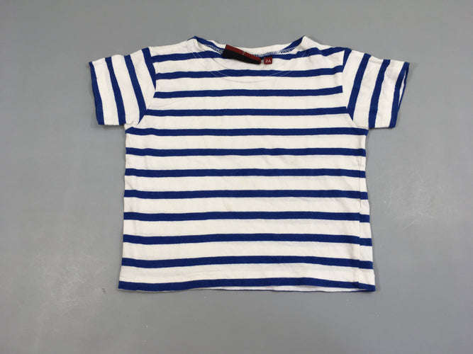 T-shirt m.c blanc rayé bleu, moins cher chez Petit Kiwi