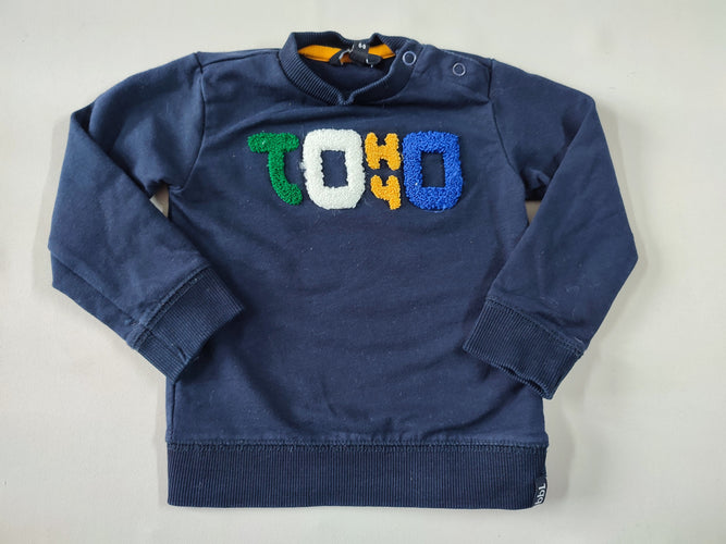 Sweat bleu marine"Tohyo" en relief, moins cher chez Petit Kiwi