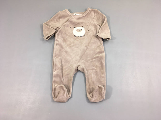 Pyjama velours taupe mouton, moins cher chez Petit Kiwi