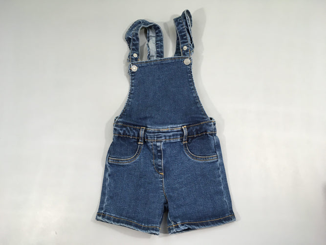 Salopette short en jean froufrous, moins cher chez Petit Kiwi