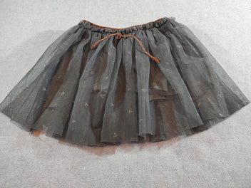 Jupe en tulle gris anthracite, motifs argentés , doublée