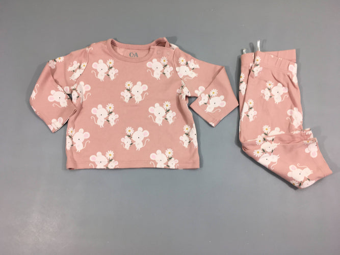 T-shirt m.l rose souris + legging, moins cher chez Petit Kiwi