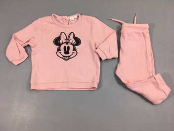 T-shirt m.l rose texturé Minnie + pantalon training