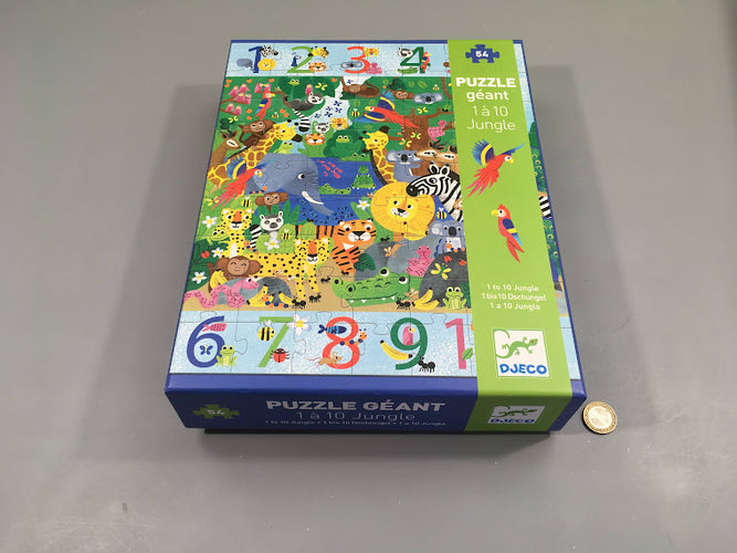 Complet Puzzle géant 54pcs 1 à 10 jungle, moins cher chez Petit Kiwi