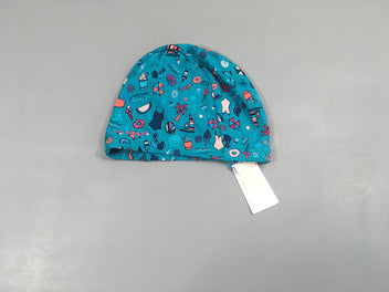 Bonnet de natation bleu motifs été