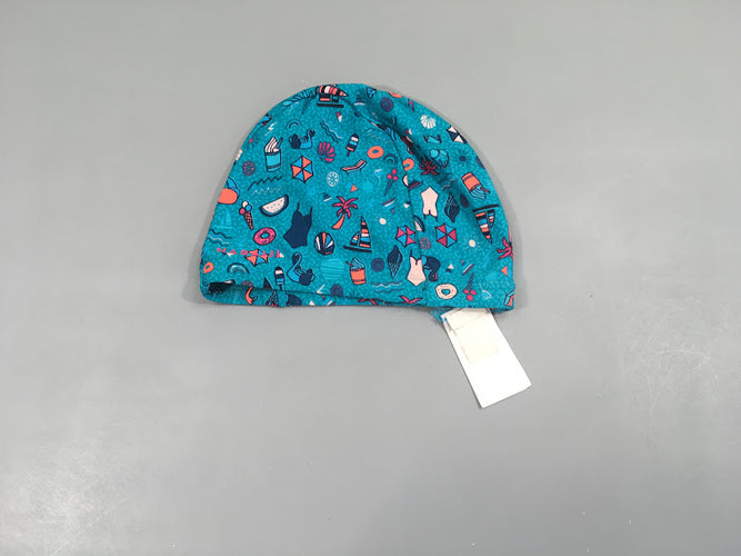 Bonnet de natation bleu motifs été, moins cher chez Petit Kiwi