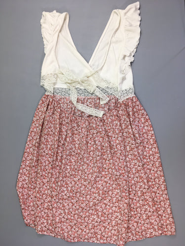 Robe s.m bi-matière jersey blanc/fleurie rose dos ouvert, moins cher chez Petit Kiwi