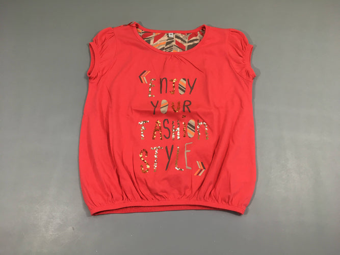 T-shirt m.c corail enjoy sequins, moins cher chez Petit Kiwi