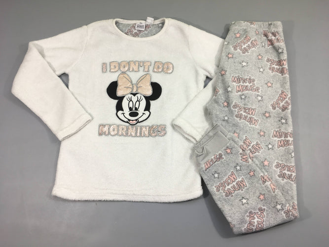 Pyjama 2pc velours blanc Minnie, moins cher chez Petit Kiwi