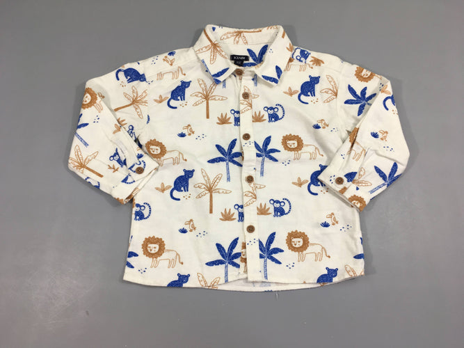 Chemise m.l flanelle écru animaux bleus-Etat neuf, moins cher chez Petit Kiwi