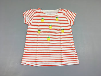 T-shirt m.c blanc rayé rouge citrons sequins