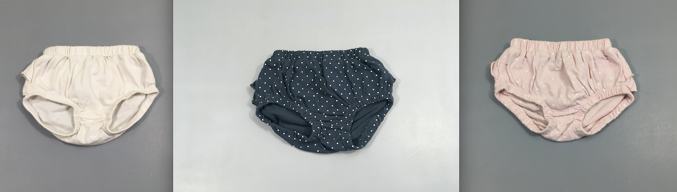 3 bloomers blanc/bleu marine pois/rose étoiles, moins cher chez Petit Kiwi