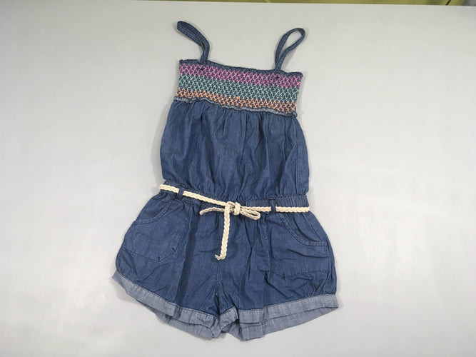 Combishort s.mockée fines bretelles denim ceinture, moins cher chez Petit Kiwi