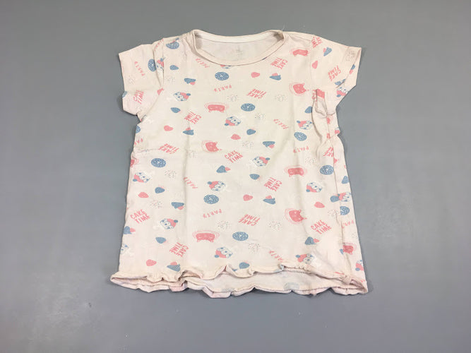 T-shirt m.c rose pâle gâteaux, moins cher chez Petit Kiwi