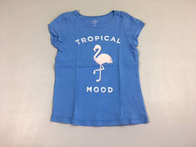 T-shirt m.c bleu tropical flamand rose, moins cher chez Petit Kiwi