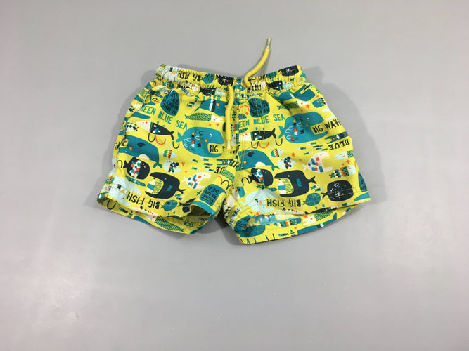 Maillot short jaune poissons, moins cher chez Petit Kiwi