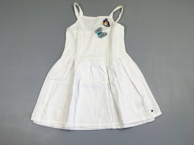 Robe bretelles blanche papillons broderies, petites taches à l'arrière, moins cher chez Petit Kiwi